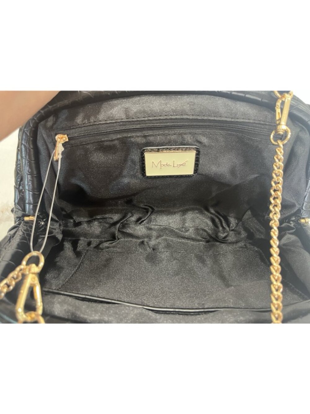Nordstrom $80 Moda Luxe GiGi Crossbody Bag Woven Black Vegan Soft Leather Clutch - Picture 14 of 16